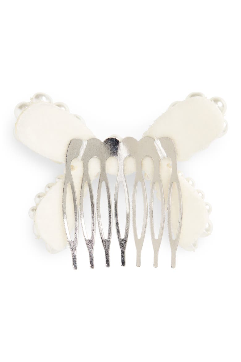 Imitation Pearl Bow Hair Comb, Alternate, color, PEARL