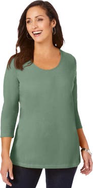 Jessica London Stretch Cotton Scoop Neck Tee