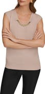 Donna Karan New York Coil Cap Sleeve Sweater