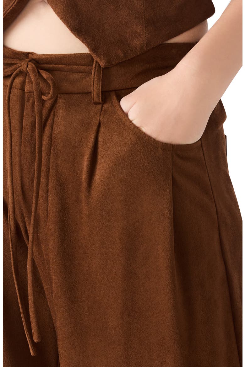 Alysia Faux Suede Drawstring Pants, Alternate, color, CHICORY COFFEE