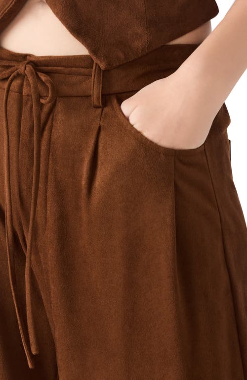 Steve Madden Alysia Faux Suede Drawstring Pants In Brown