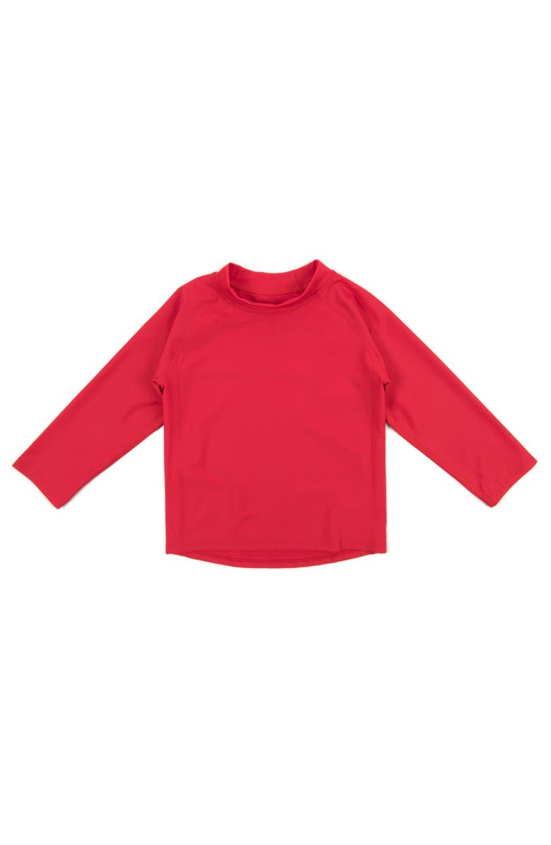 Leveret Kids Long Sleeve Rash Guard, UPF 50+ Swim Shirt, Main, color, Red