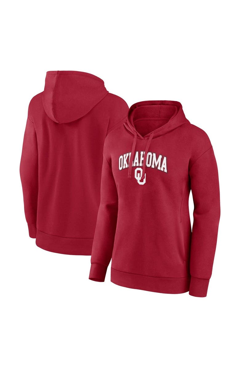 FANATICS Women's Fanatics Branded Crimson Oklahoma Sooners Evergreen Campus Pullover Hoodie, Main, color, Crimson