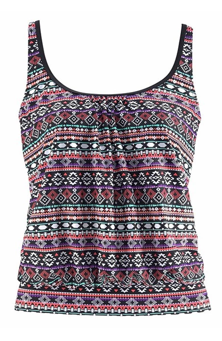 LASCANA Overd Tankini Top, Alternate, color, Black Multi