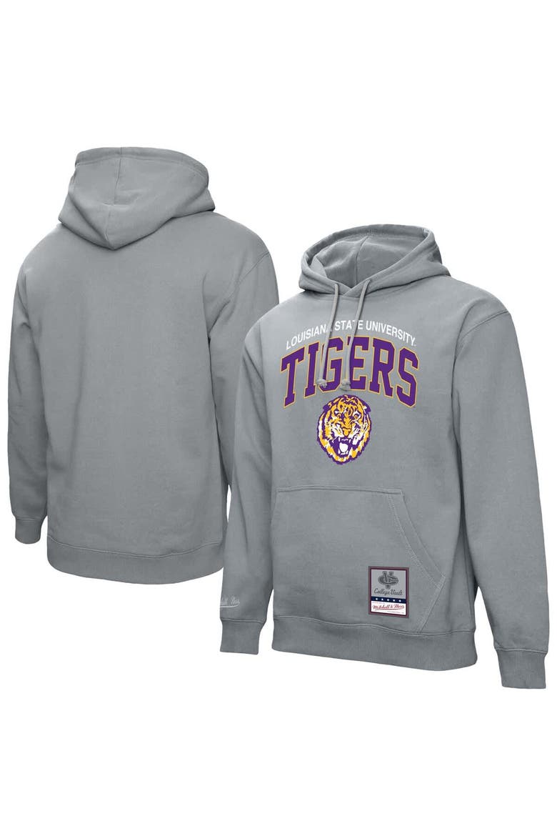 Men's Mitchell & Ness  Heather Gray LSU Tigers Classic Arch Pullover Hoodie, Alternate, color, Heather Gray