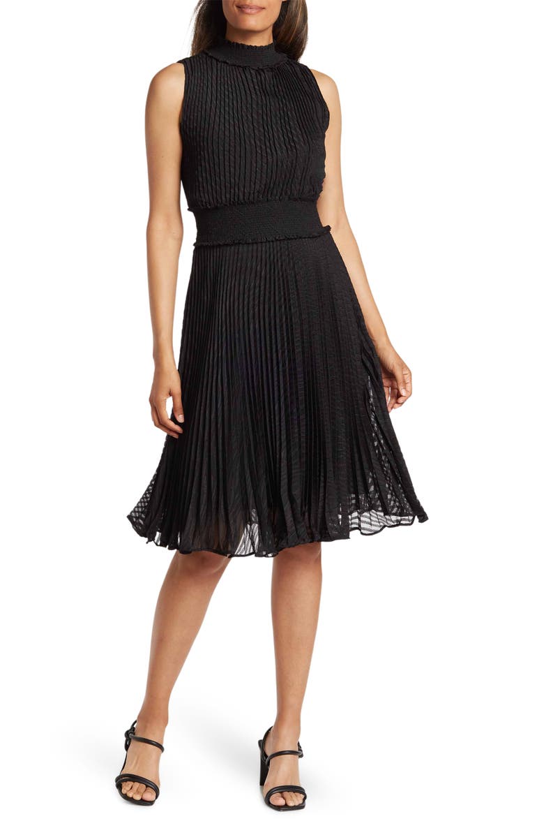 Nanette Lepore Dobby Pleat Midi Dress, Main, color, 