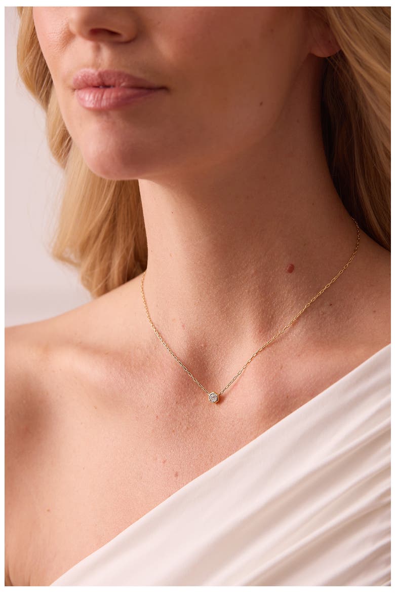 Honeycomb Diamond Pendant Necklace, Alternate, color, YELLOW GOLD
