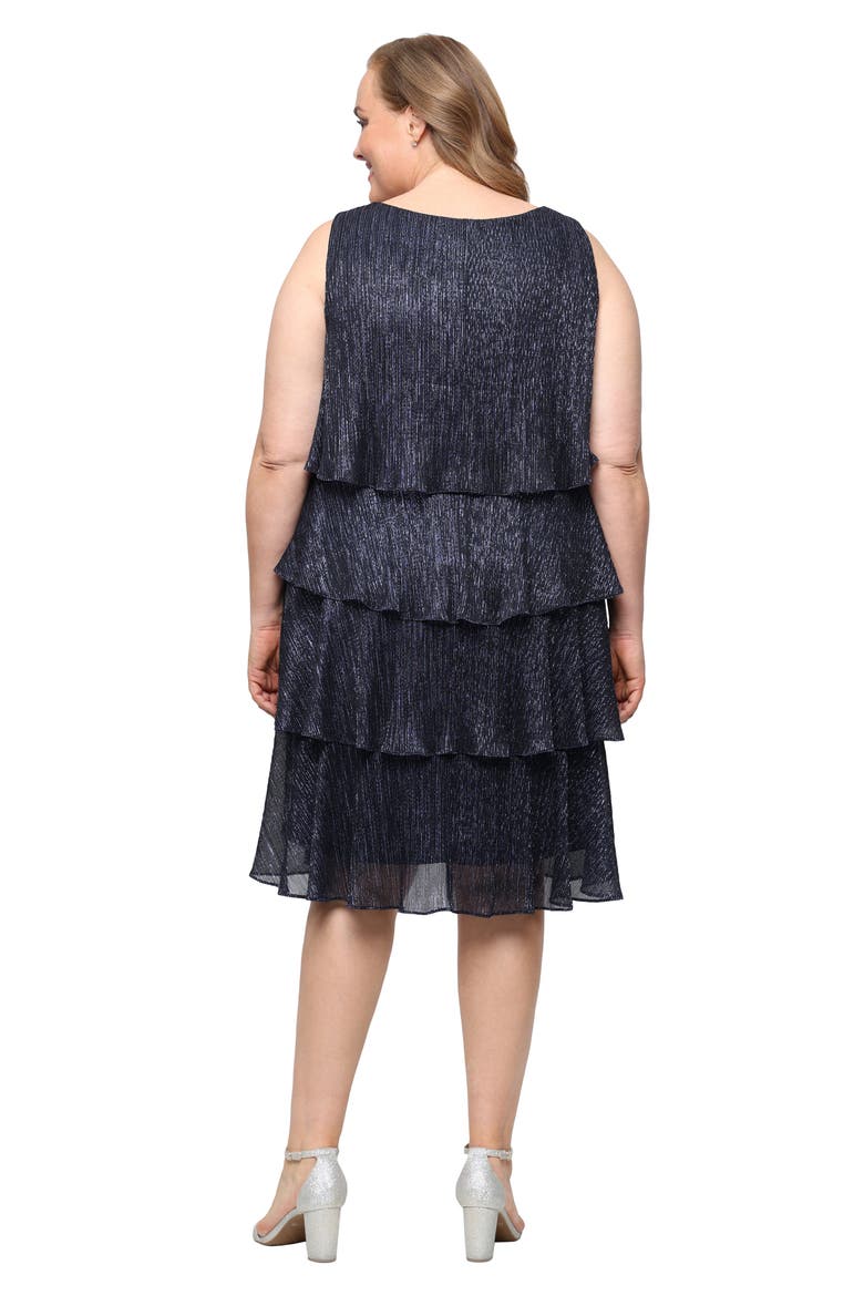 Tiered Ruffle Dress with Jacket, Alternate, color, NAVY
