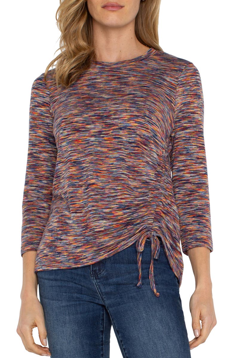 Liverpool Los Angeles Ruched Space Dye Top, Main, color, 