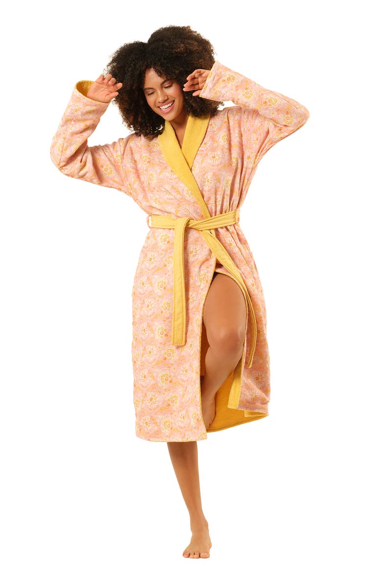Tabea Shawl Collar Muslin Cotton Bathrobe, Alternate, color, Yellow