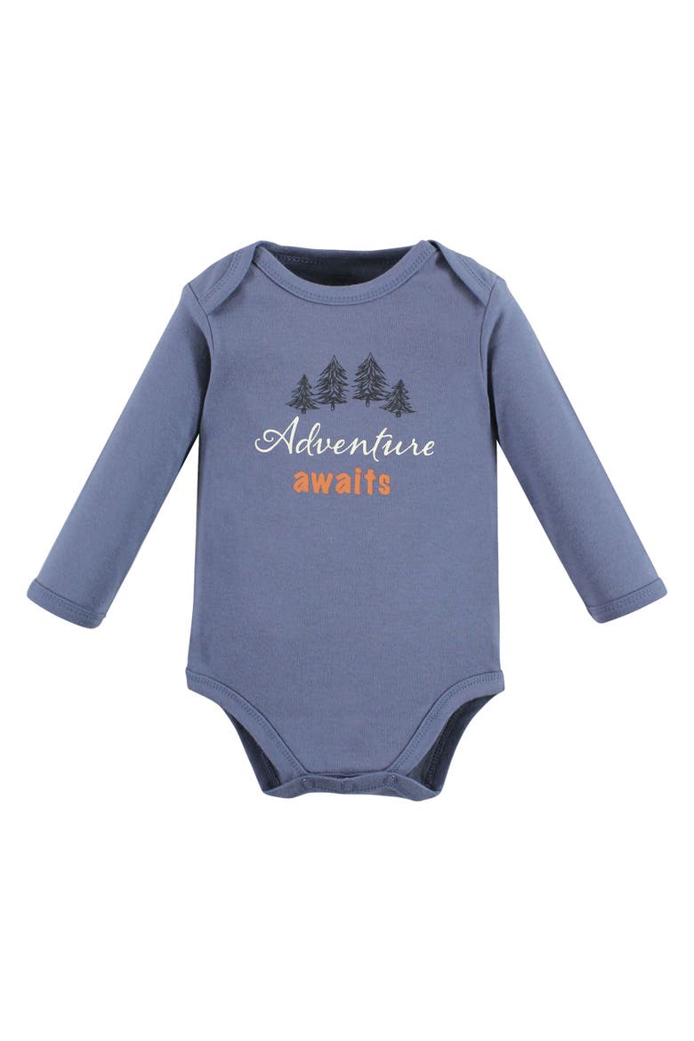 5pk Long Sleeve Organic Bodysuits, Alternate, color, Boy Woodland