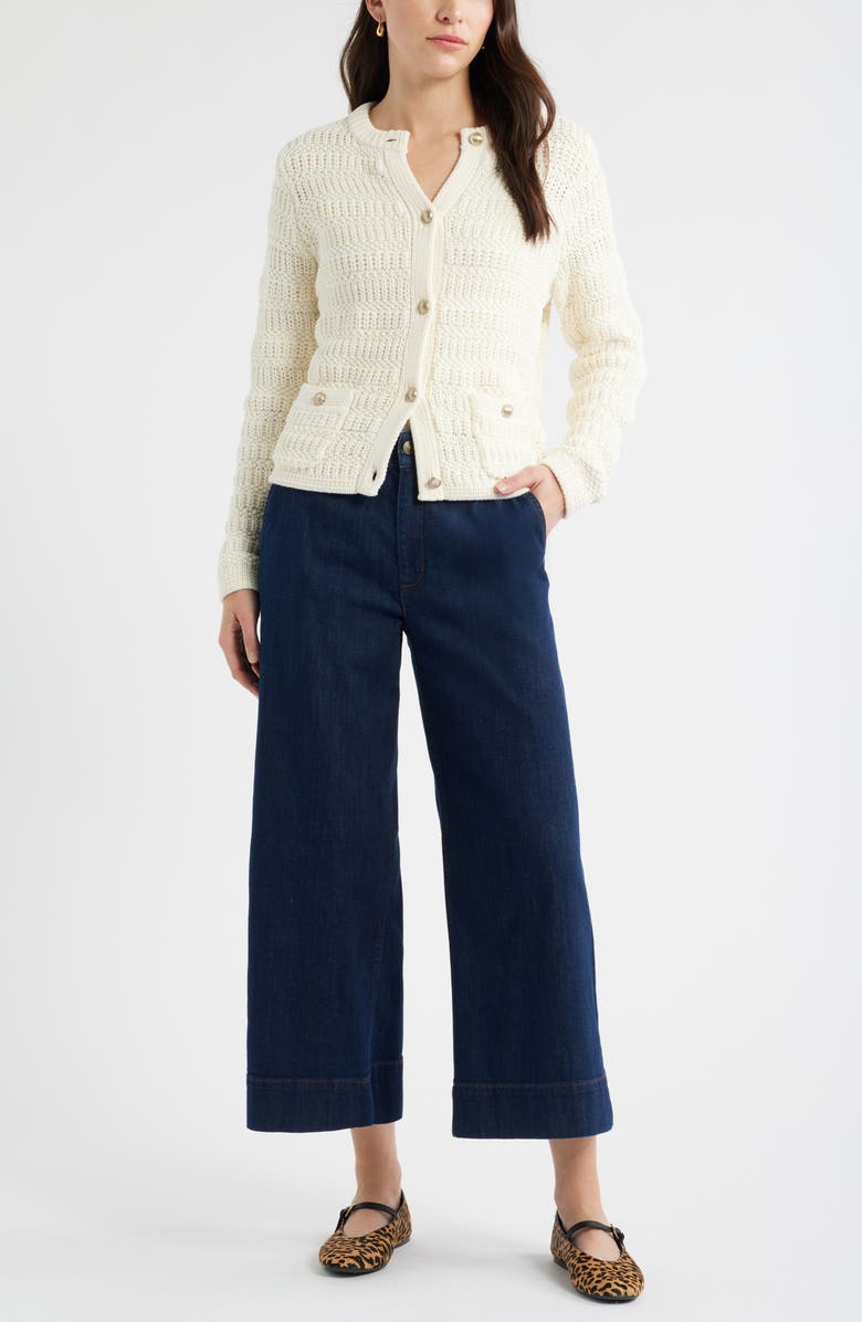 Caslon<sup>®</sup> Wide Leg Crop Jeans, Alternate, color, Dark Wash