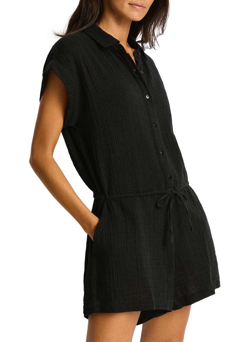 Sunset Cover-Up Romper, Alternate, color, BLACK