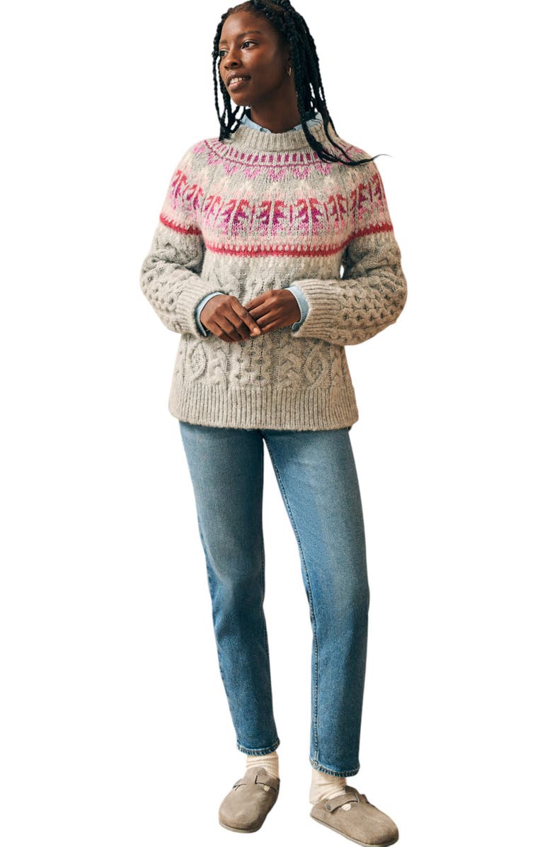 Faherty Native Knitter Frost Fair Isle Alpaca Blend Sweater, Alternate, color, 