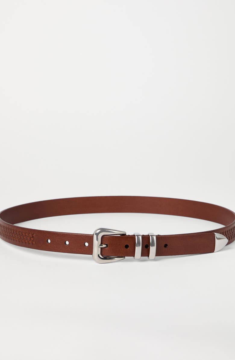 Brunello Cucinelli Calfskin belt, Alternate, color, Tobacco