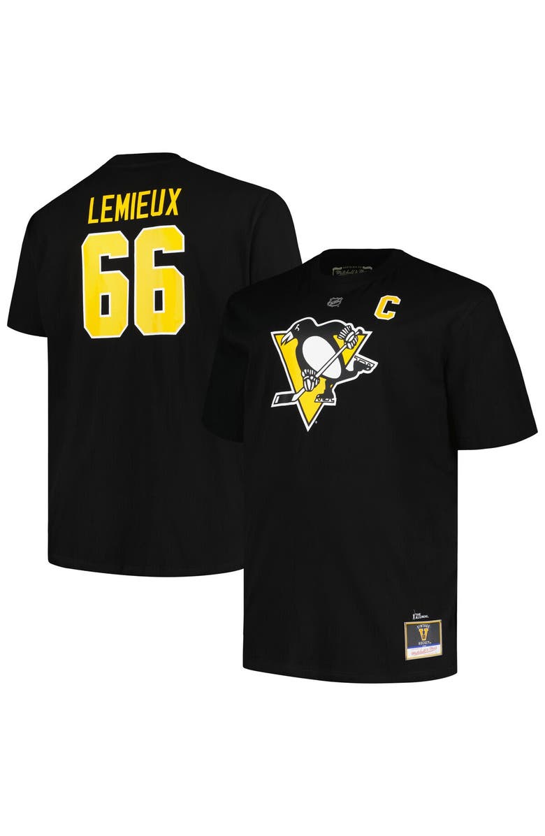 PROFILE Men's Profile Mario Lemieux Black Pittsburgh Penguins Big & Tall Captain Patch Name & Number T-Shirt, Main, color, Black