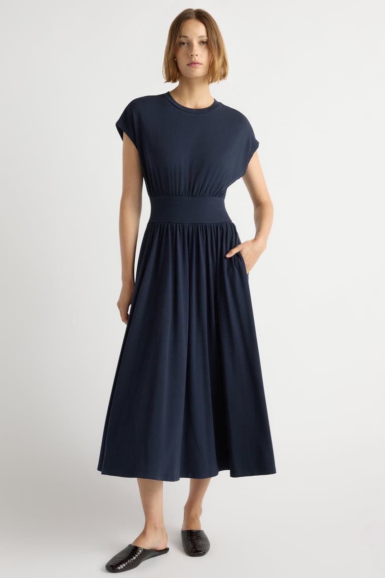 Prima Jersey Midi Dress, Main, color, Navy
