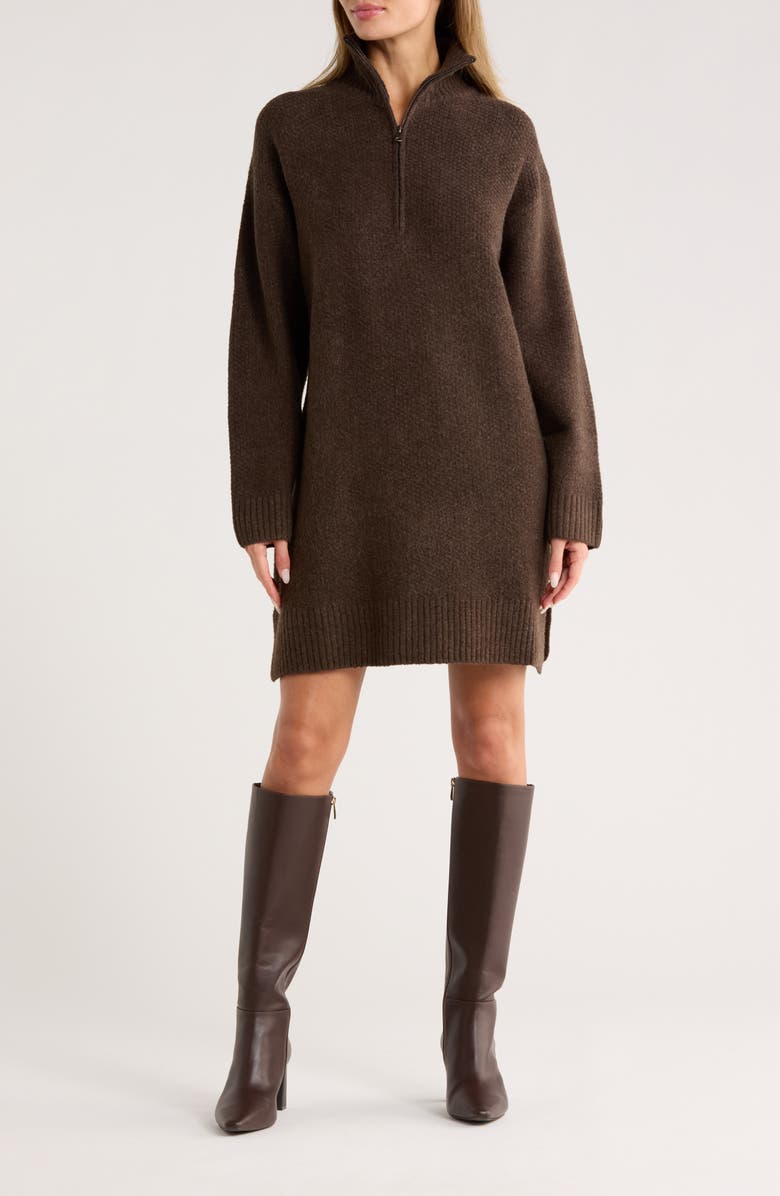 STITCHDROP Lincoln Square Half Zip Sweater Dress, Main, color,