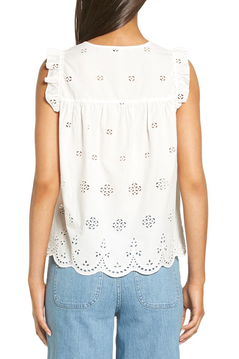 Eyelet Garden Sleeveless Top, Alternate, color, EYELET WHITE