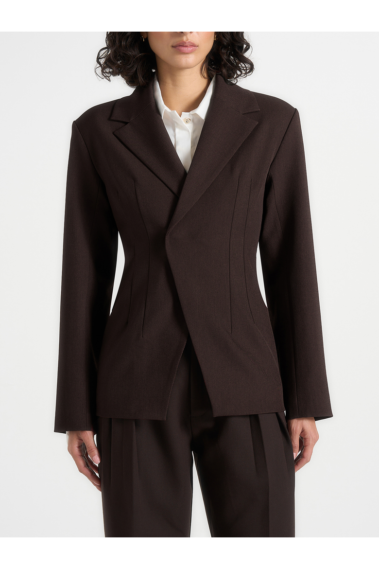 Beatrice Tailored Cinched Blazer, Alternate, color, Dark Brown