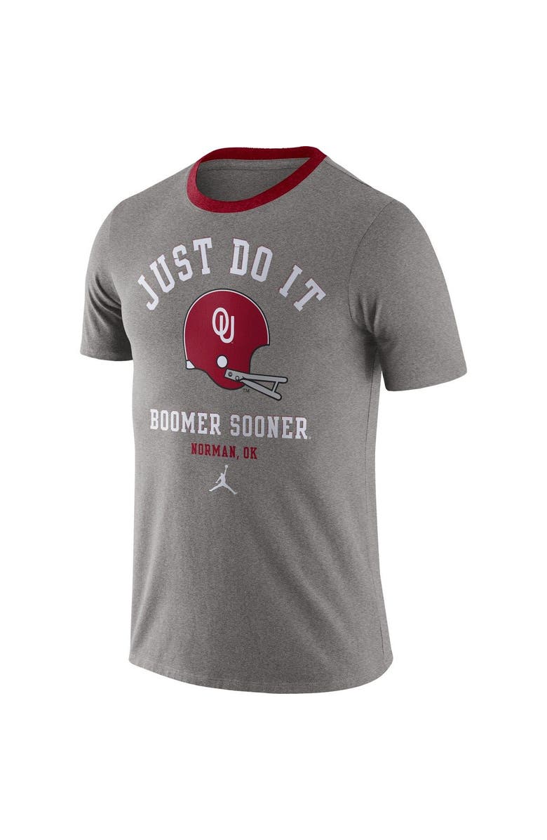Jordan Brand Men's Jordan Brand Heathered Gray Oklahoma Sooners Vault Helmet Team Tri-Blend T-Shirt, Alternate, color, 