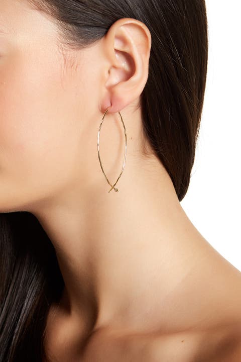 14K Yellow Gold Plated Pull Through Earrings