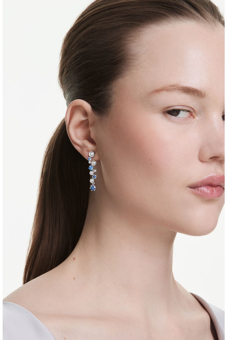 Constella Crystal & Zirconia Drop Earrings, Alternate, color, SILVER/ BLUE