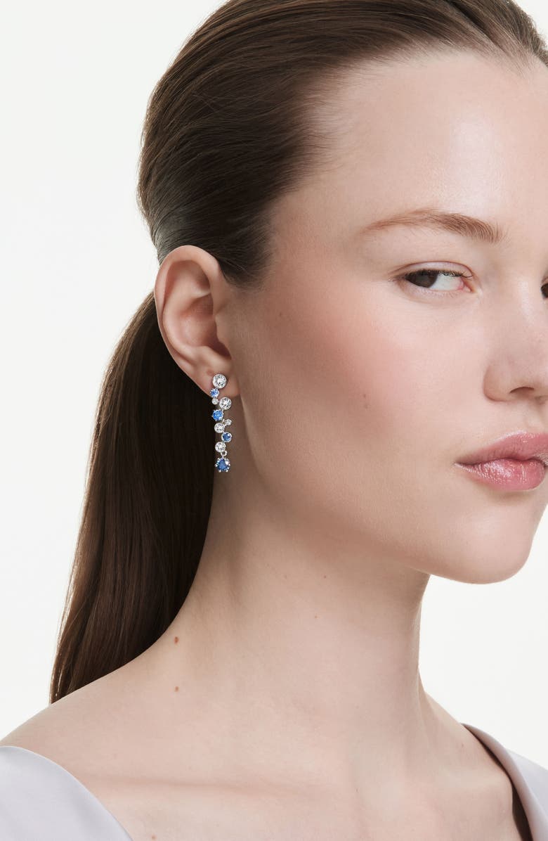 Swarovski Constella Crystal & Zirconia Drop Earrings, Alternate, color, Silver/ Blue