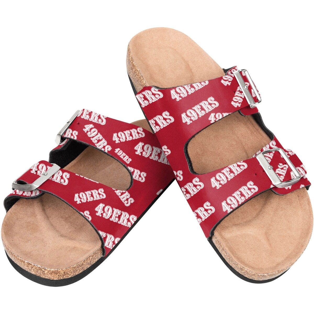 FOCO Women's FOCO San Francisco 49ers Mini Print Double-Buckle Sandals, Alternate, color, 