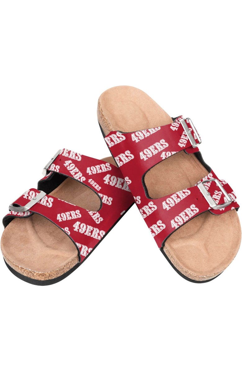 FOCO Women's FOCO San Francisco 49ers Mini Print Double-Buckle Sandals, Alternate, color,