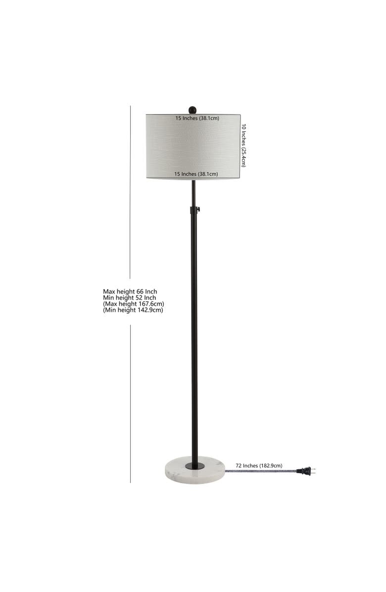 JONATHAN Y June 65" Adjustable Metal/Marble LED Floor Lamp, Alternate, color, Oil Rubbed Bronze