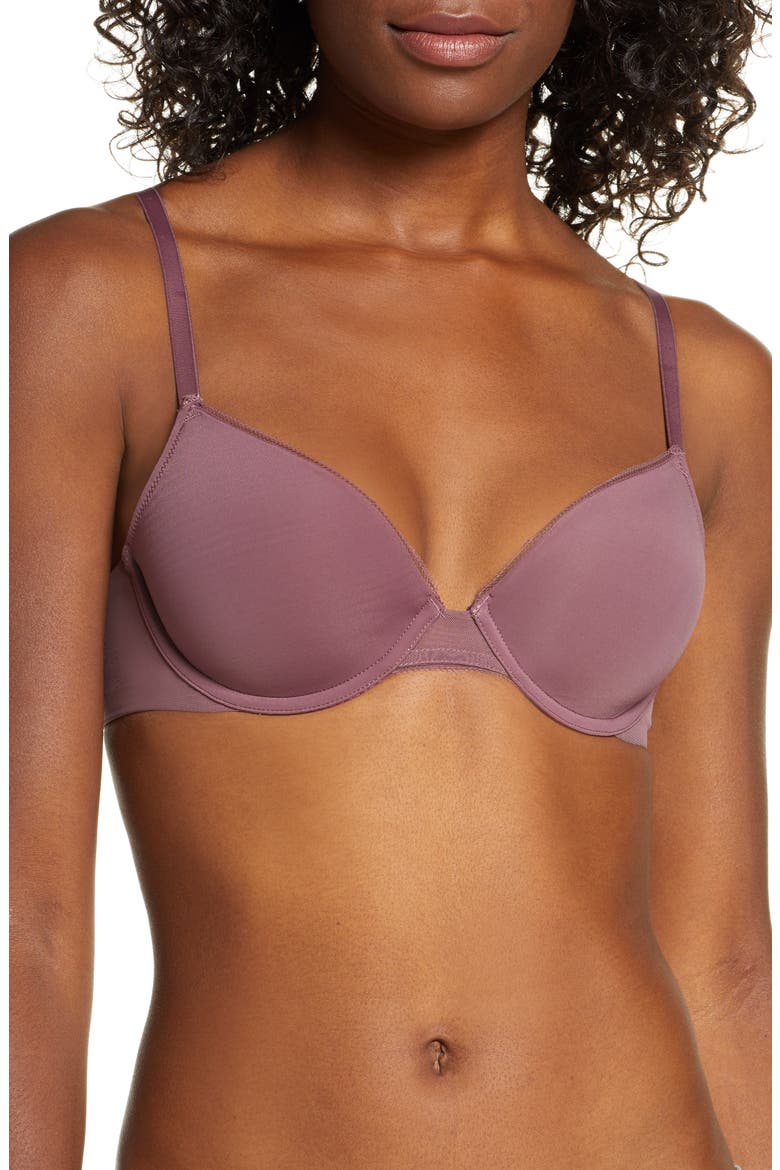 Shea Mesh Trimmed T-Shirt Bra, Main, color, MANOR PURPLE
