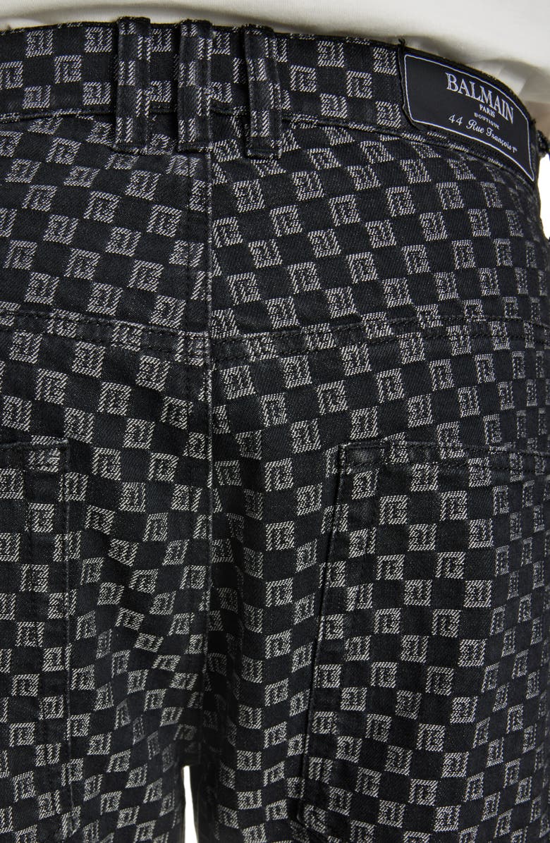 Balmain Loose Fit Mini Monogram Nonstretch Jeans, Alternate, color, 
