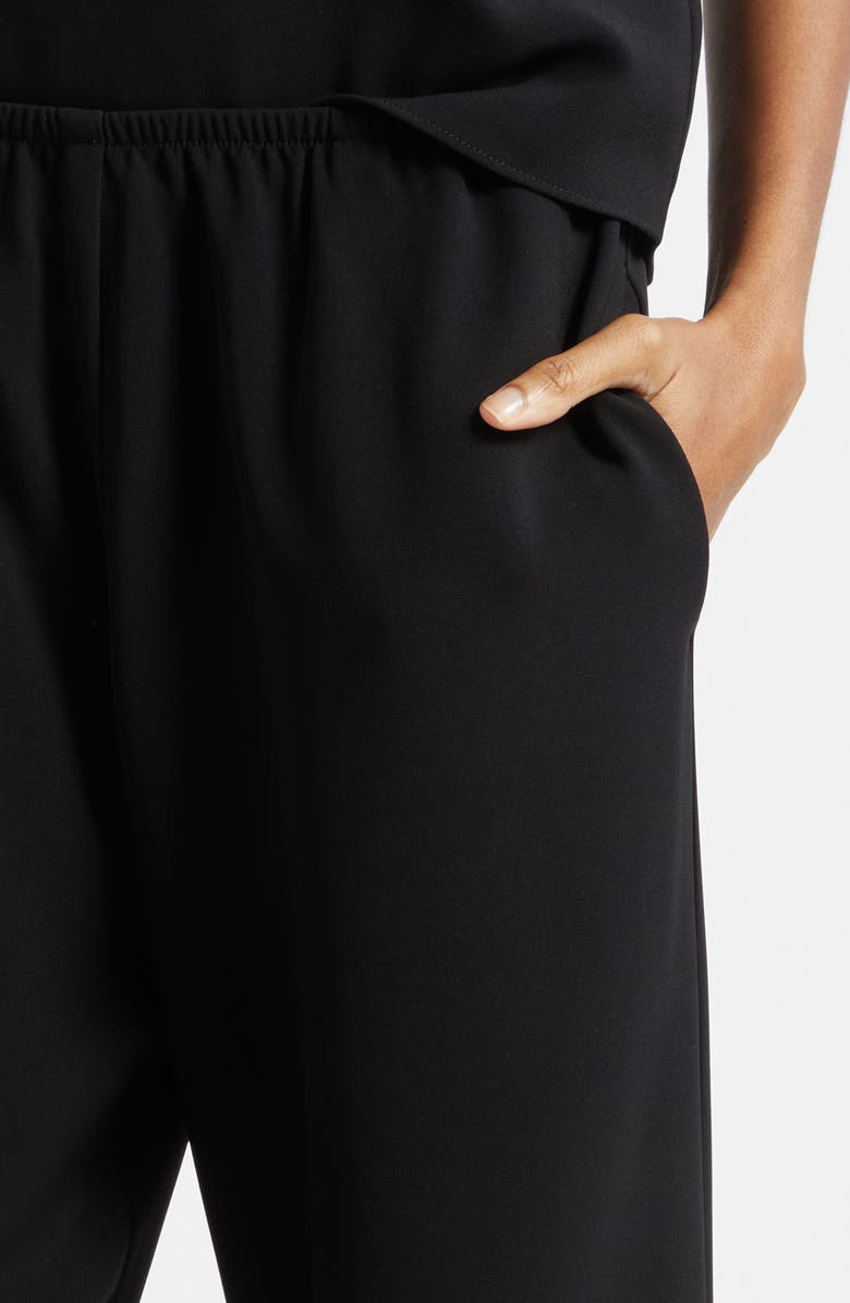 LESET Arielle Crepe Wide Leg Pants, Alternate, color, Black