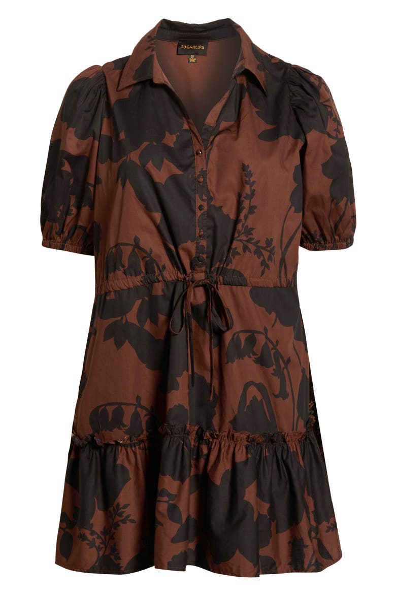 Somerton Floral Stacie Shirtdress, Alternate, color, CHOCOLATE