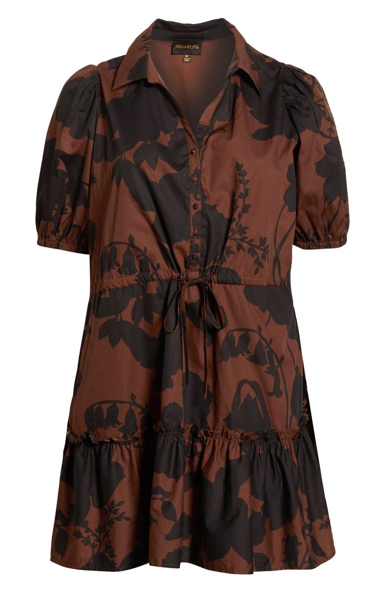 SUGARLIPS Somerton Floral Stacie Shirtdress, Alternate, color, Chocolate