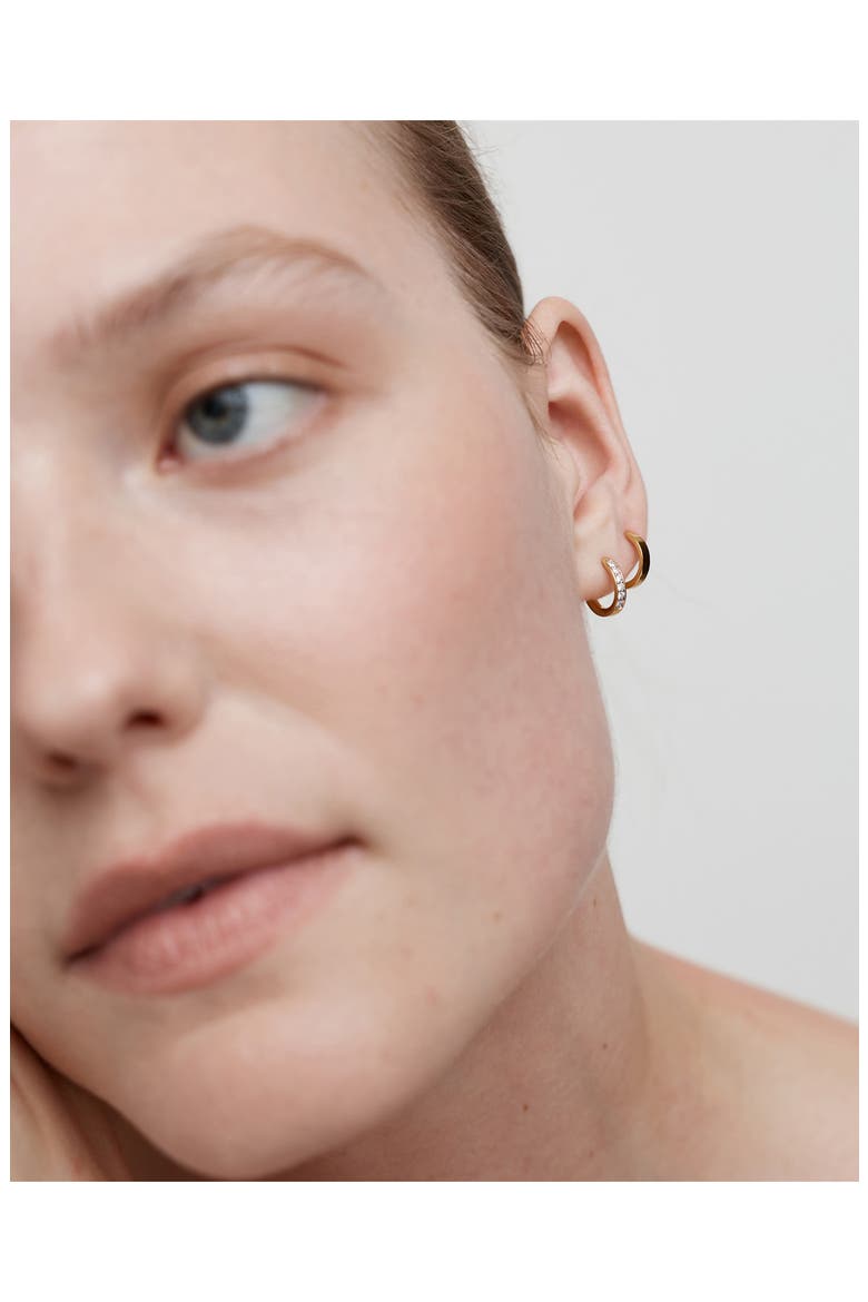 Essential Lab Grown Diamond Pavé Huggie Hoop Earrings, Alternate, color, 18K GOLD VERMEIL / DIAMOND