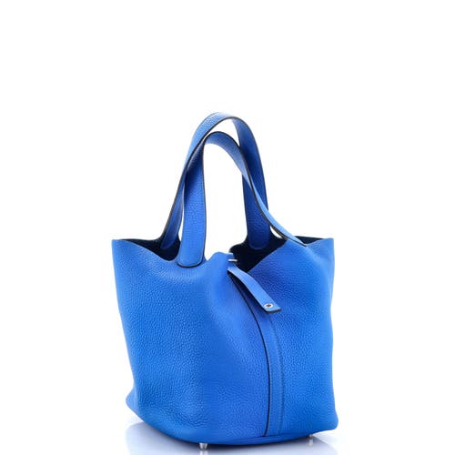 Pre-owned Hermes Hermes Picotin Lock Bag Clemence Mm In Blue