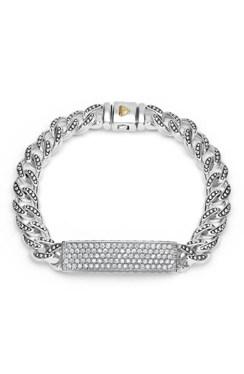 Men's Anthem Pavé Bar Curb Chain Bracelet