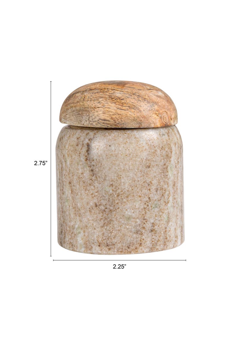 Unique Marble and Mango Wood Pinch Pot Canister with Lid, Natural, Alternate, color, Natural