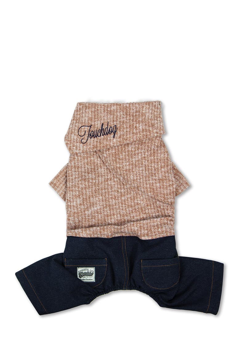 Vogue Neck-Wrap Sweater & Denim Outfit - Peach - Extra Large, Main, color, PEACH