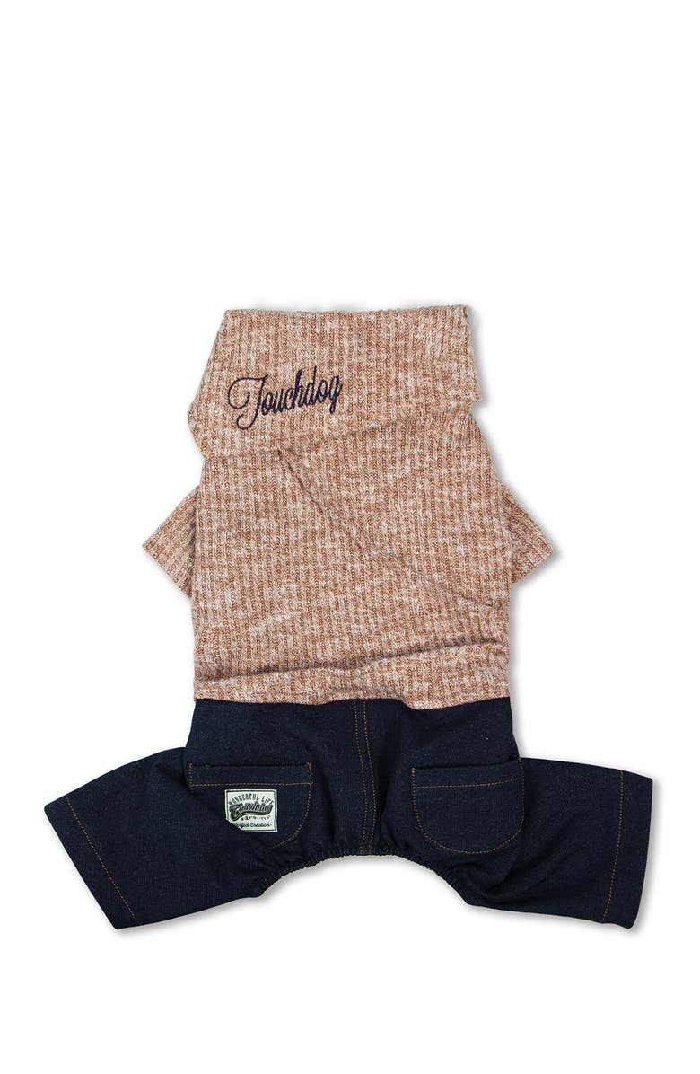 TOUCHDOG Vogue Neck-Wrap Sweater & Denim Outfit - Peach - Extra Large, Main, color, Peach