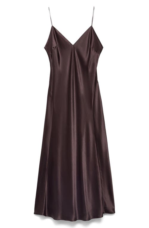 Mango Satin Slipdress In Brown