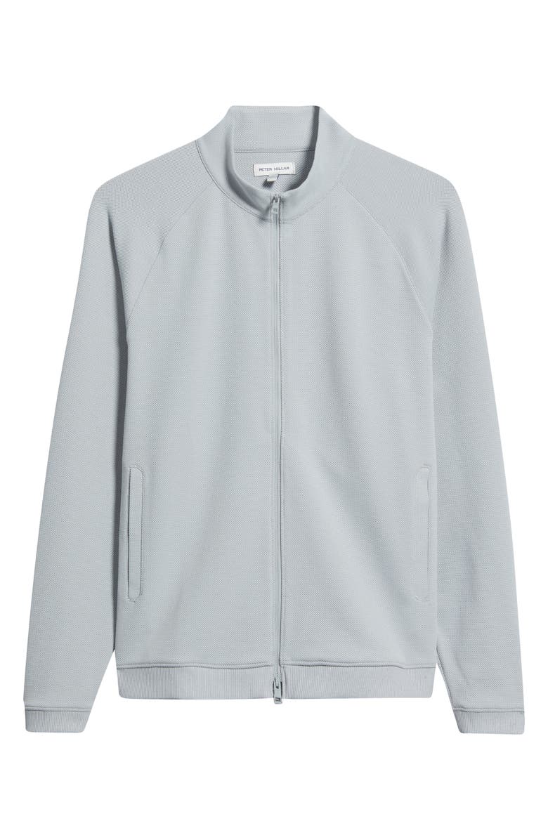 Peter Millar Cradle Full Zip Long Sleeve Piqué Knit Shirt, Alternate, color, British Grey