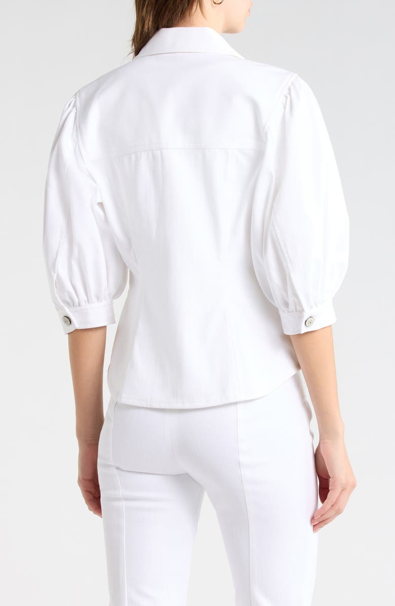 Cinq à Sept Louis Puff Sleeve Cotton Blend Jacket, Alternate, color, White