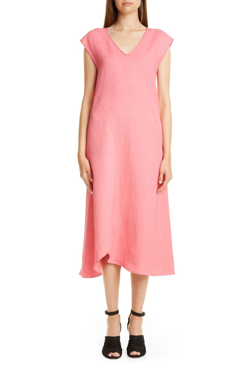 Circle Swing Midi Dress, Main, color, PEONY