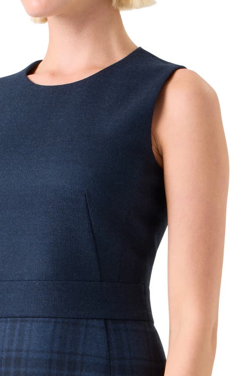 Akris Check Wool Double-face Sleeveless A-line Dress In Blue