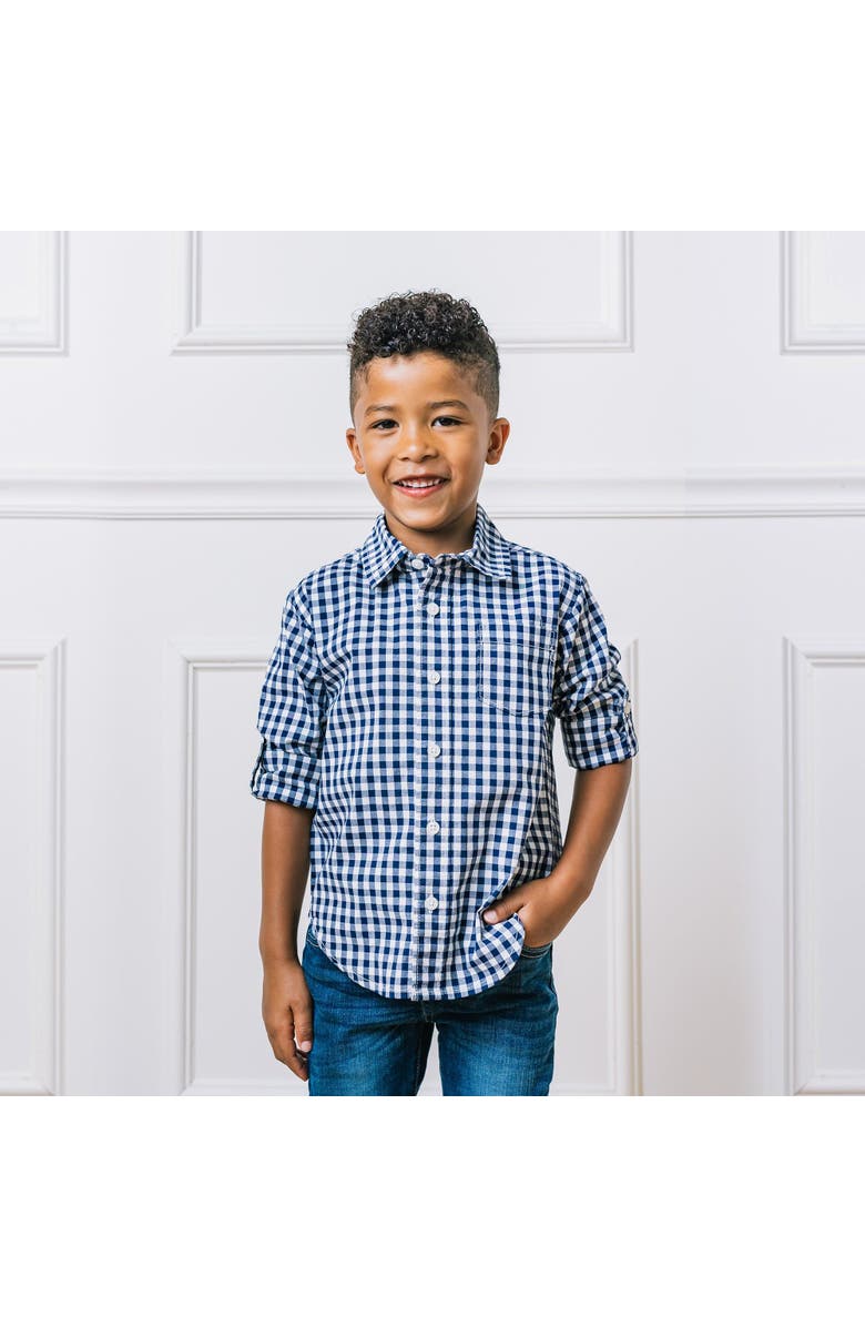 Hope & Henry Baby Boys' Organic Stretch Poplin Roll-Up Shirt, Infant, Alternate, color,