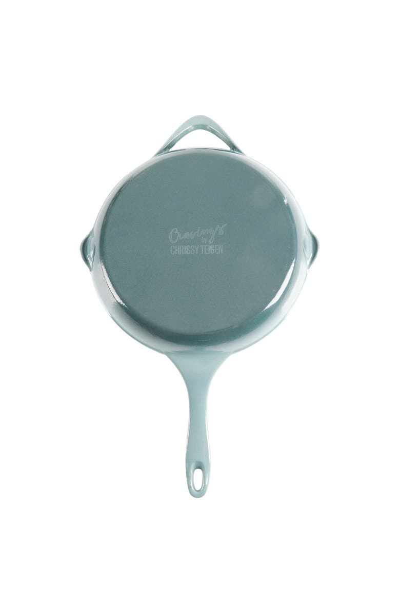 Cravings By Chrissy Teigen 11 Inch Round Enameled Cast Iron Skillet, Alternate, color, Ombre Green