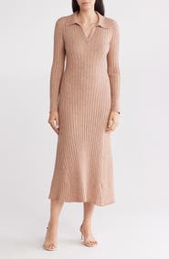 TASH AND SOPHIE Long Sleeve A-Line Sweater Dress